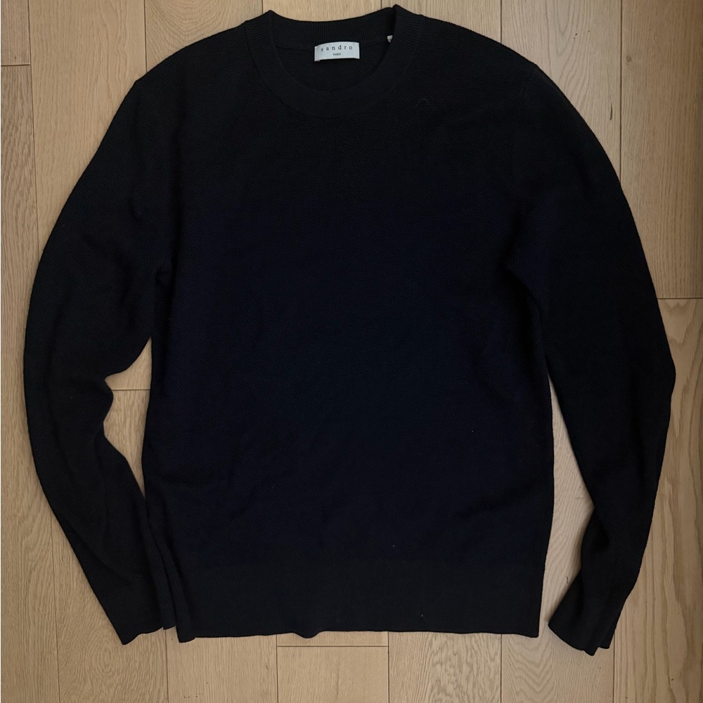 Sandro Men’s Navy Crewneck Knit Sweater